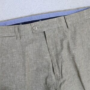 NEW! Samuel Windsor Pants Men 42S 42x29 Beige Linen Cotton Chino Slacks Trousers